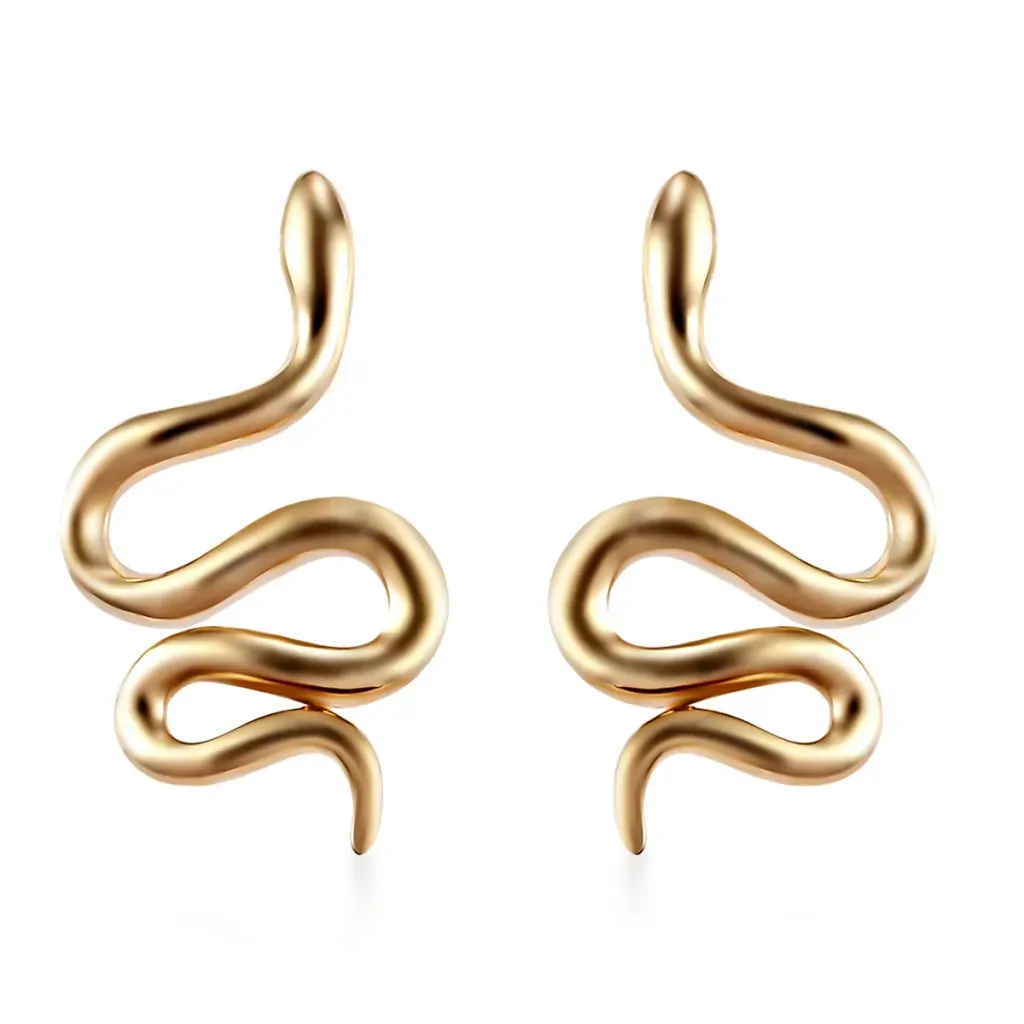 LUXORO 10K Yellow Gold Snake Earrings 2.25 Grams