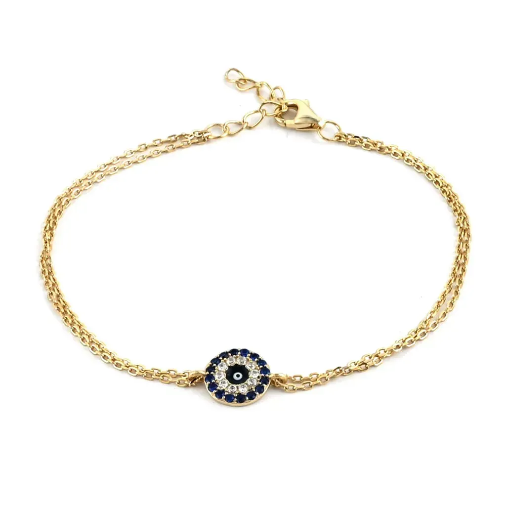 Simulated Diamond Bracelet in 14K Yellow Gold Over Sterling Silver