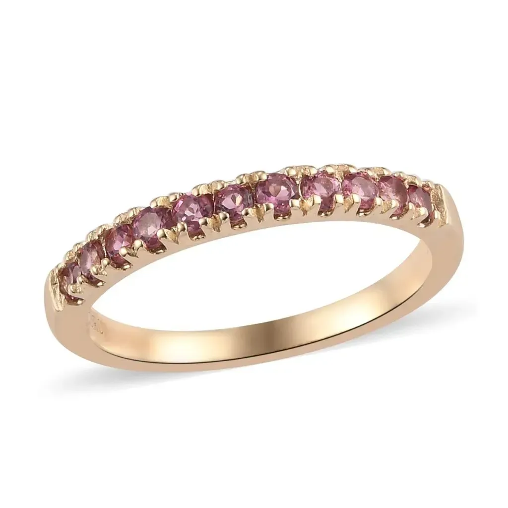 LUXORO AAA Pink Tourmaline Band Ring in 10K Yellow Gold