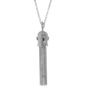 Silver tassel necklace.