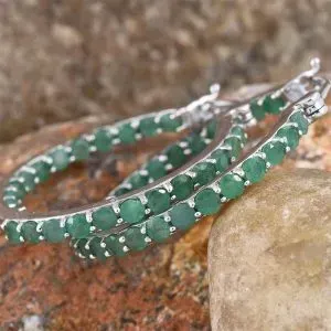 emerald inside-out hoop earrings