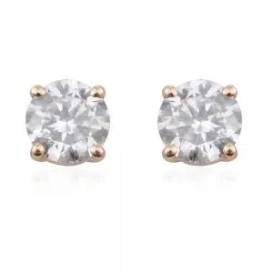 Round diamond earrings in 14k yellow gold.