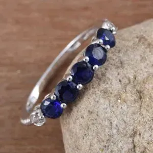 Lab created blue sapphire ring. 