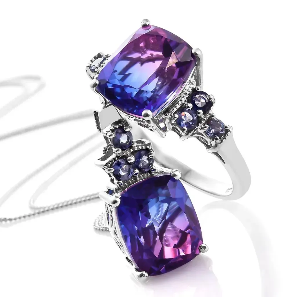 Midnight Fuschia Quartz ring and necklace