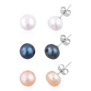 Multi-colored Pearl Studs Earrings