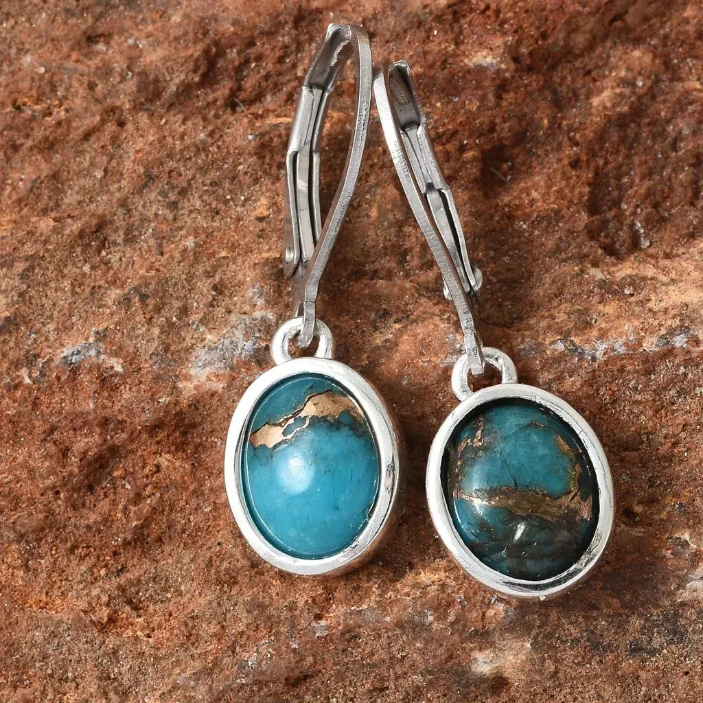 Mojave turquoise earrings in sterling silver.