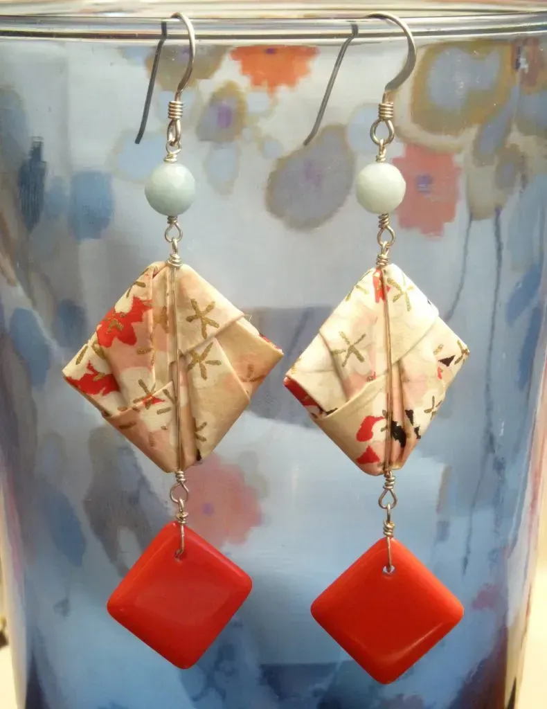 Handmade origami earrings.