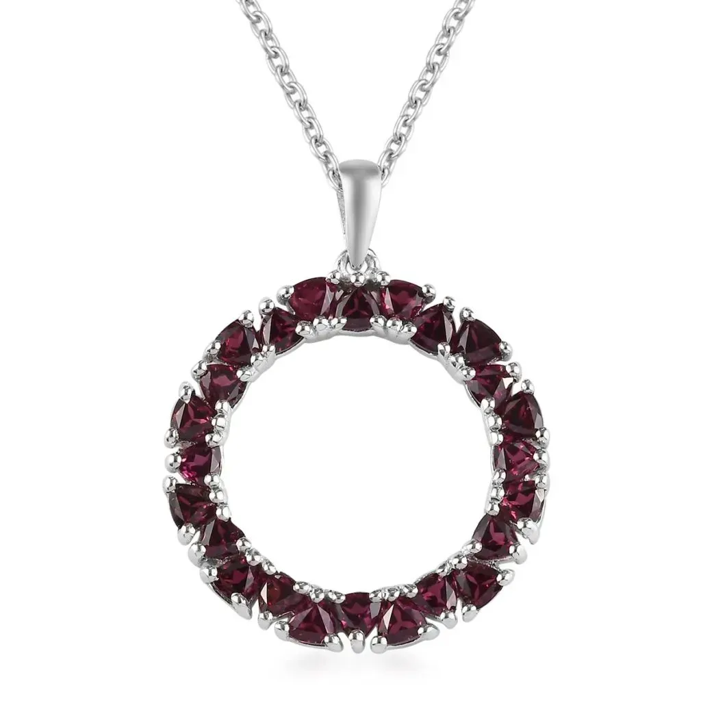 Garnet circle pendant.