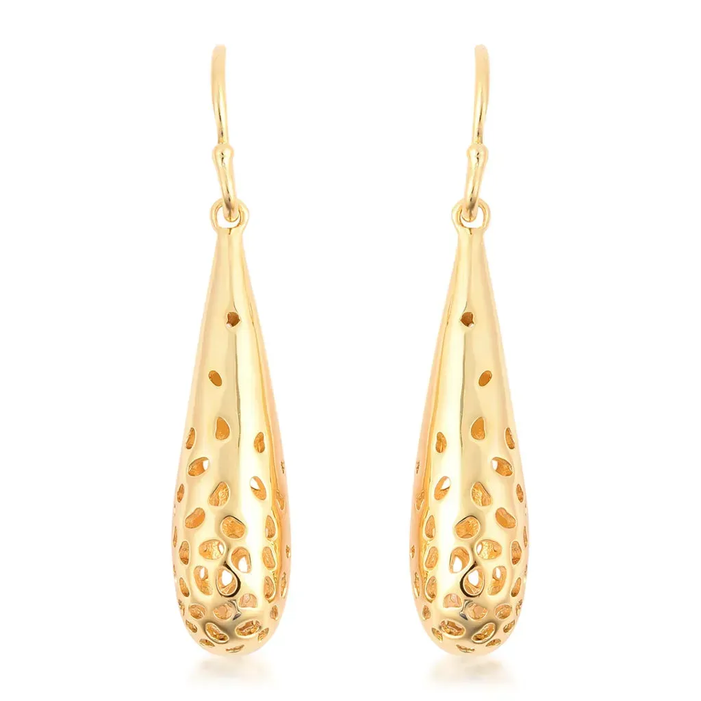 Gold Rachel Galley drop earrings. 