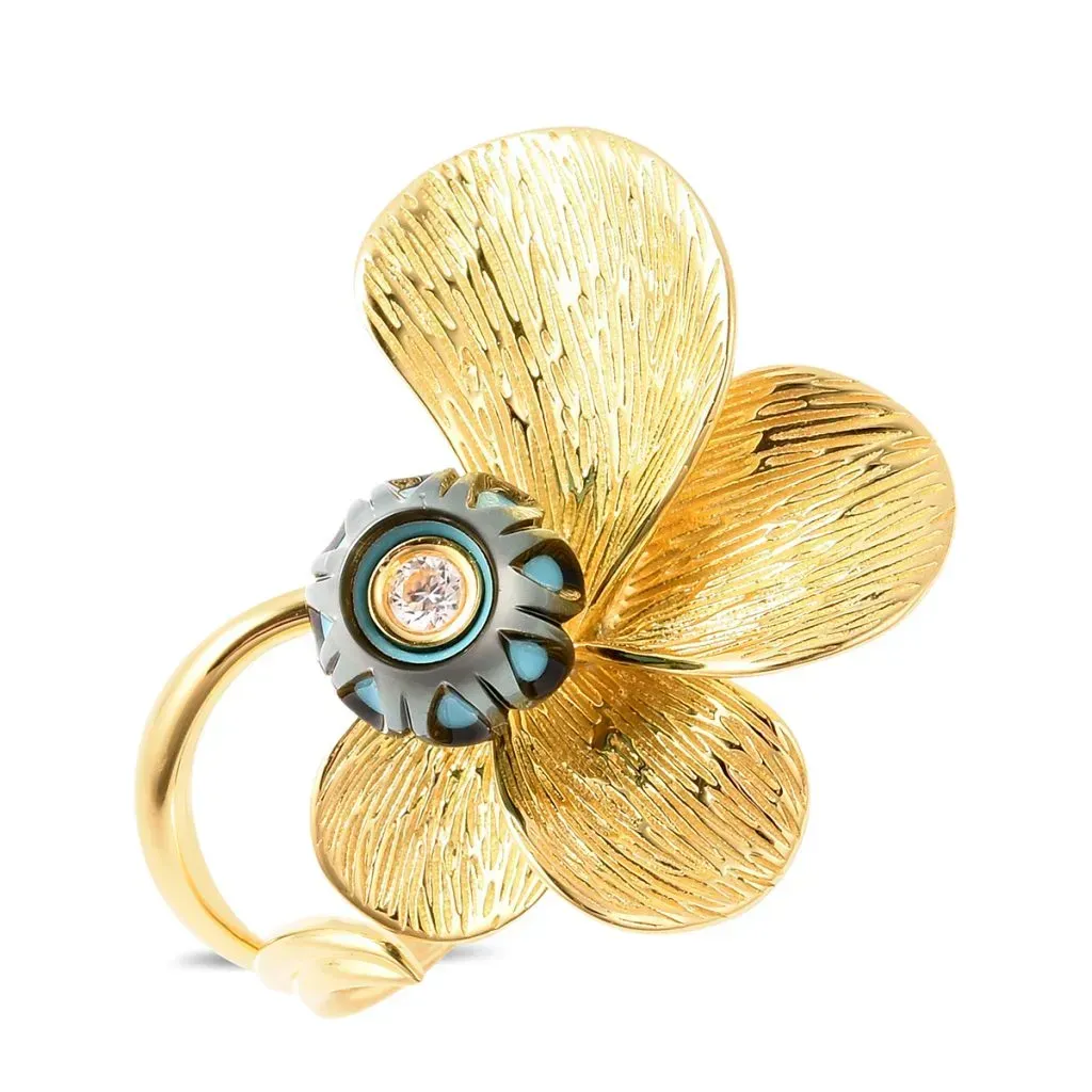Galatea: Jewelry by Artist carved pearl floral ring. 