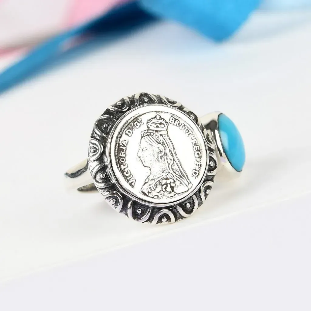 Sterling silver coin ring. 