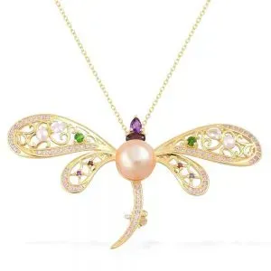 Dragonfly Pearl Necklace