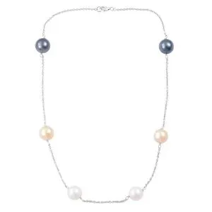 Long Necklace with Different Colored Pearls