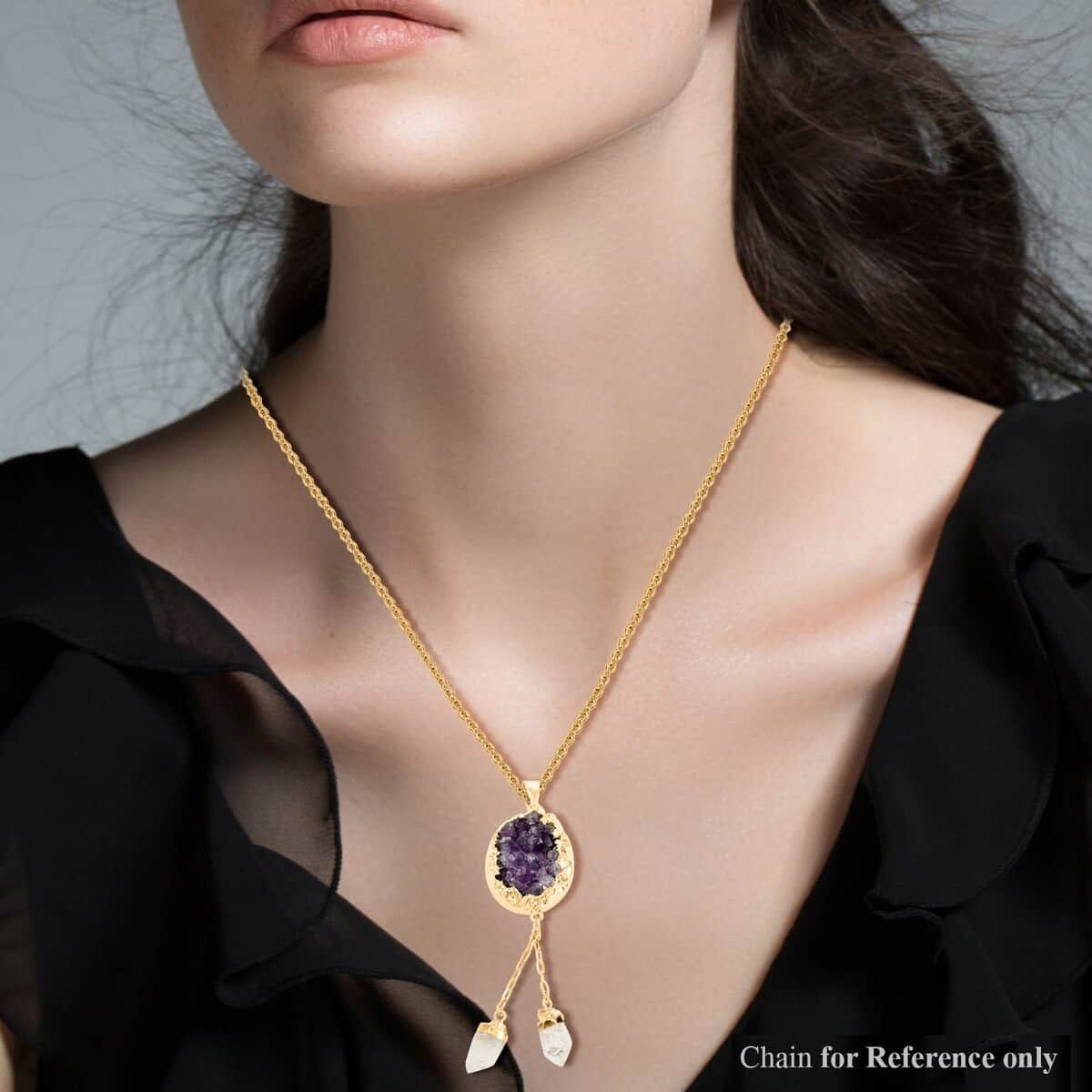 African Amethyst and Crystal Pendant in Goldtone.jpg