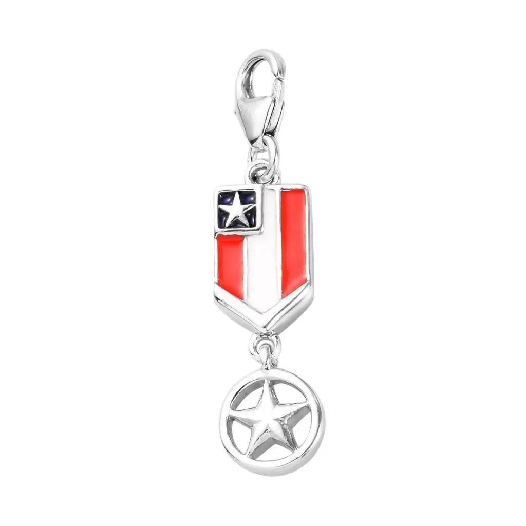 Sterling silver American flag charm. 