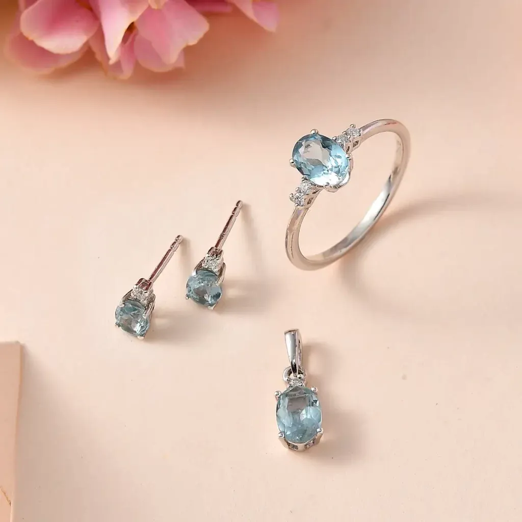 Aqua Kyanite Jewelry Set