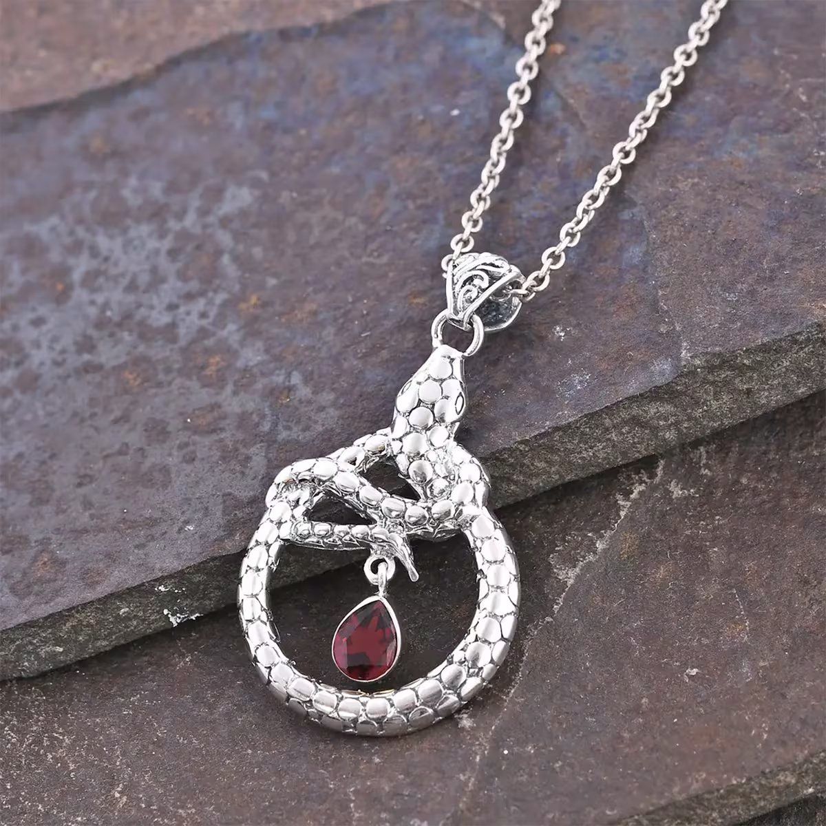 silver serpent snake jewelry pendant necklace