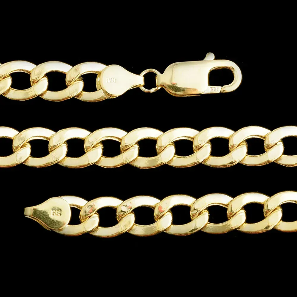 Closeup of gold chains against black background