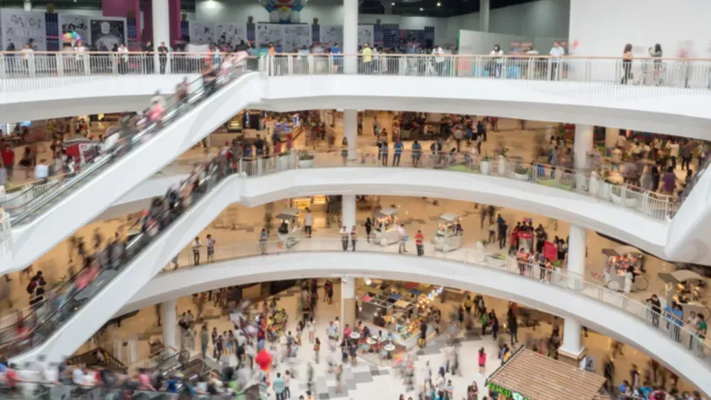 Crowded shopping mall.