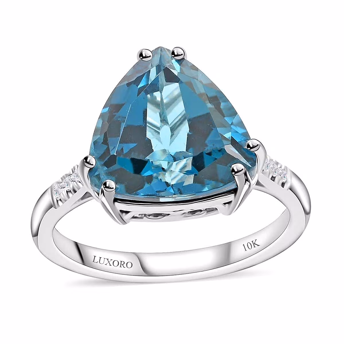Certified Luxoro 10K White Gold AAA London Blue Topaz and Diamond G-H I1 Ring.avif