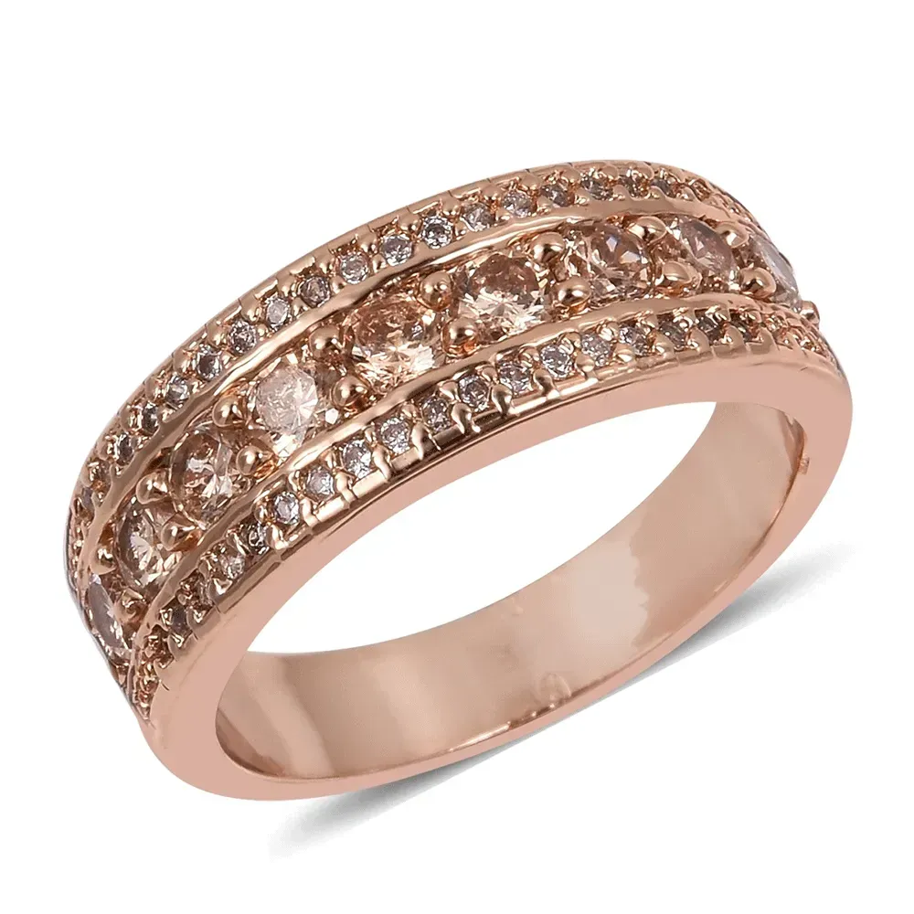 Champagne diamond ring set in rose gold band