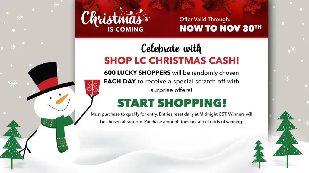 CHRISTMAS IS COMING – CELEBRATE WITH SHOP LC CHRISTMAS CASH