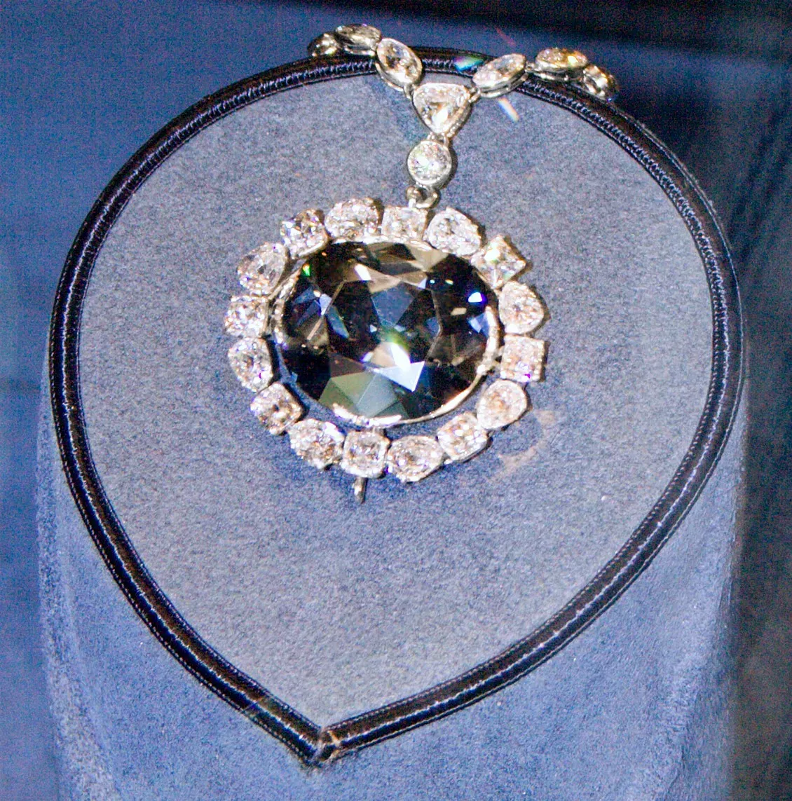 The Hope Diamond on display.