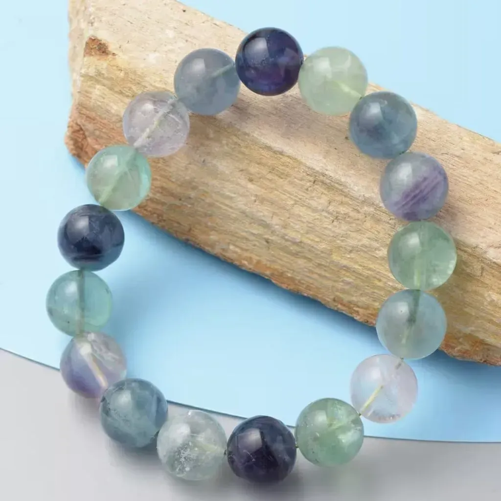 Multi Fluorite Beaded Stretch Bracelet