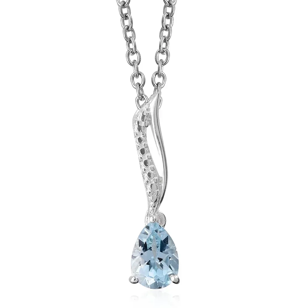 Sky blue topaz pear-shape pendant.