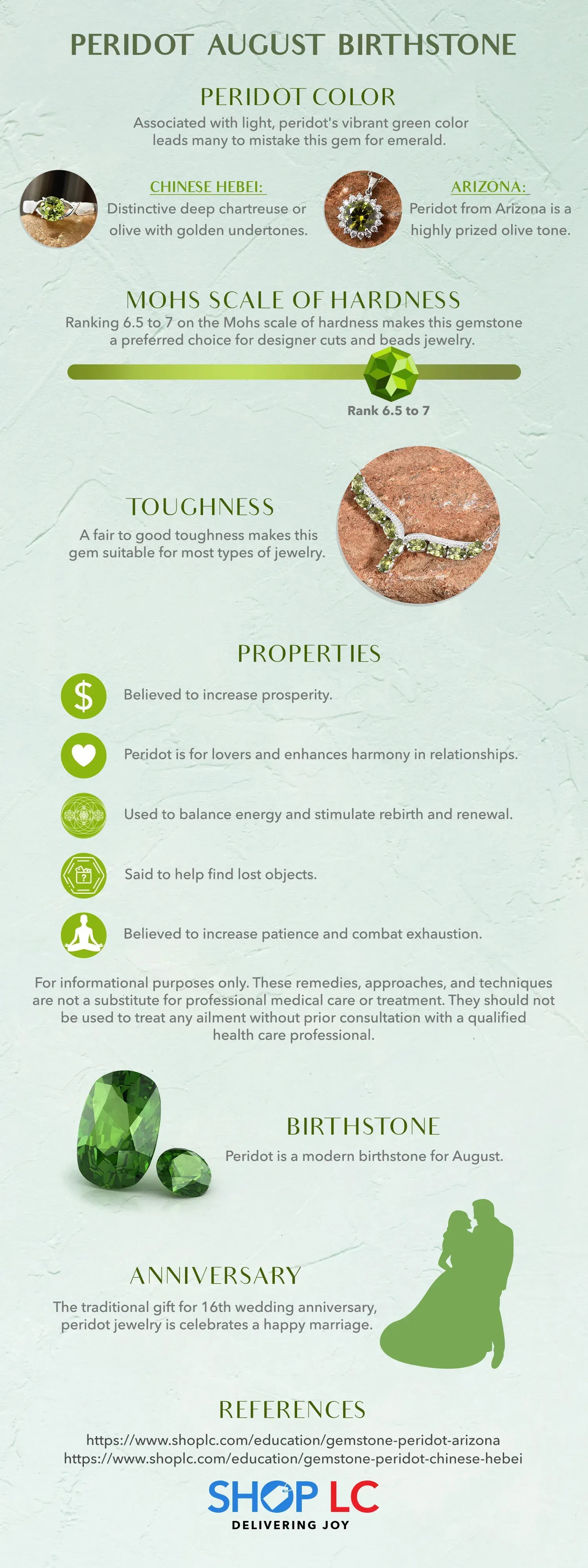Peridot August Birthstone Infographic.
