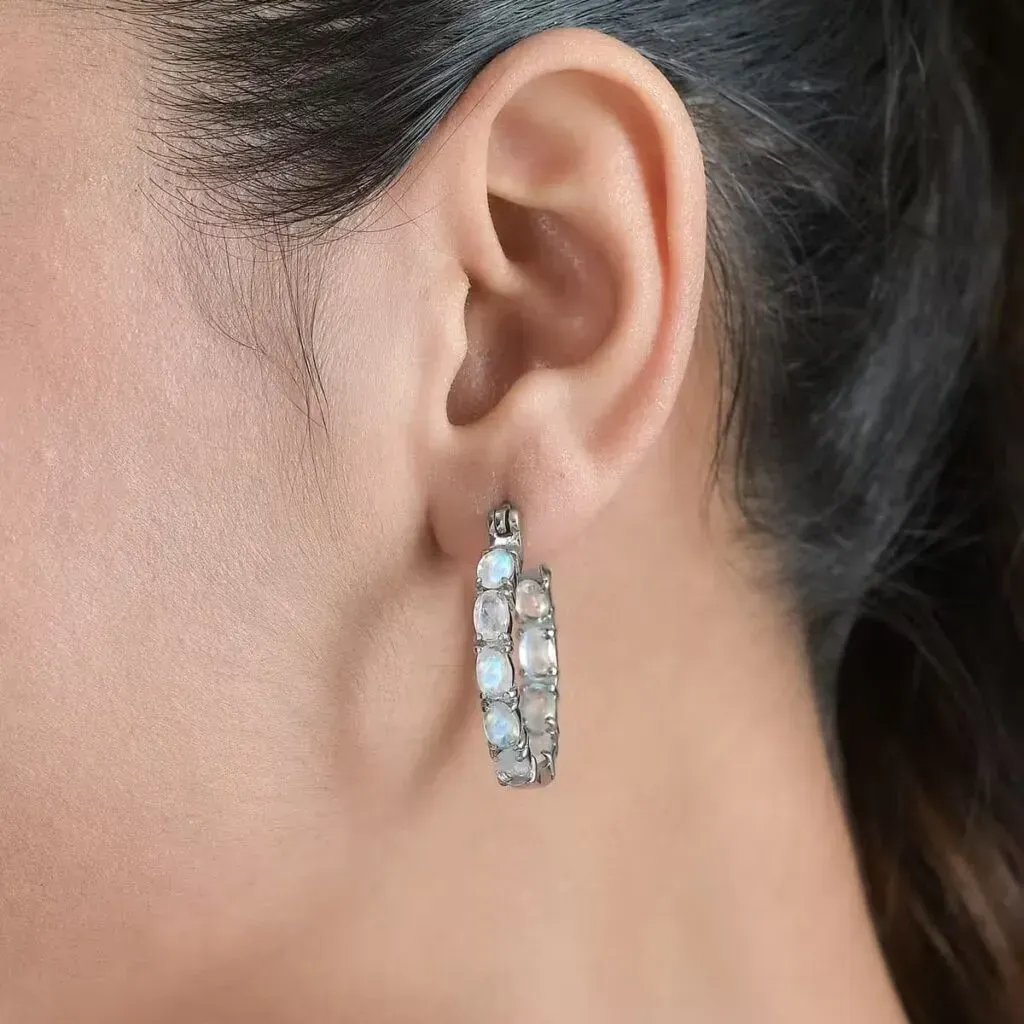 moonstone earrings hoops