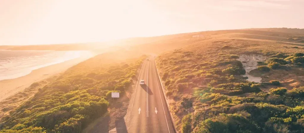 Road trip at sunset