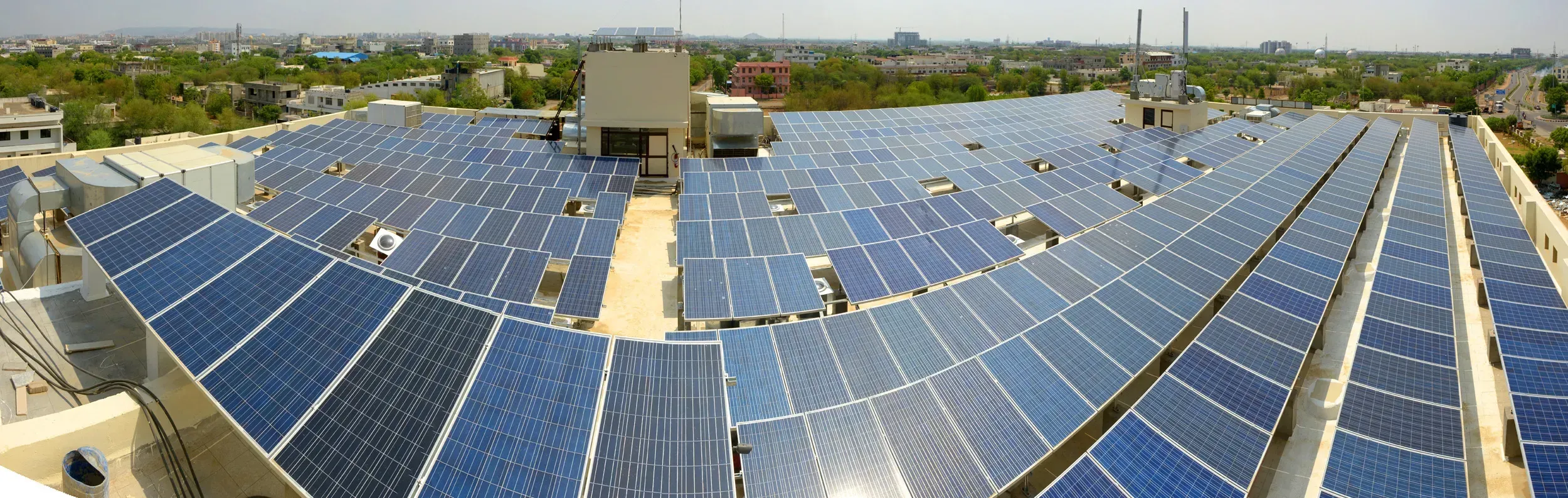 Solar panels collect supplemental energy.