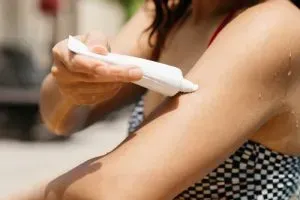 Protect your skin by applying sunscreen.
