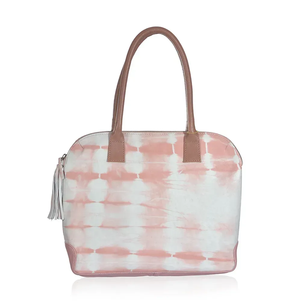Pink Tie-Dye Bag against White Background