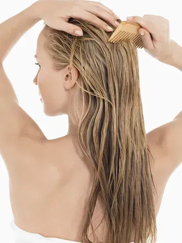 Combing wet hair. 