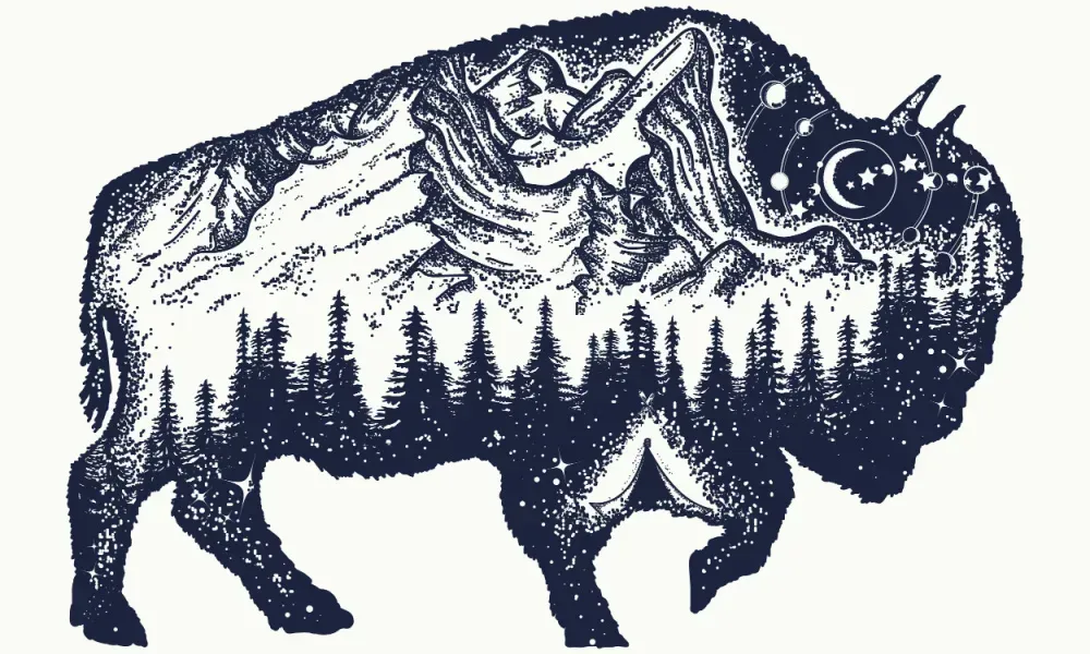 Native American sacred symbol of white buffalo 