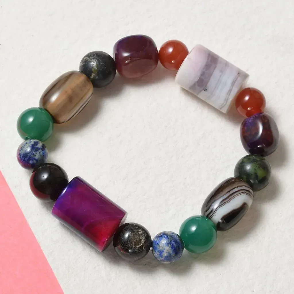 Colorful agate bead bracelet.
