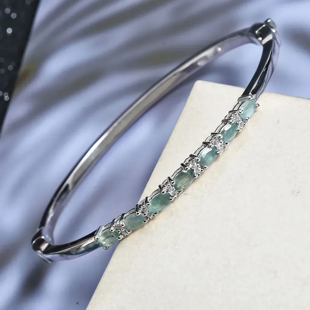 Alexandrite bangle in sterling silver.