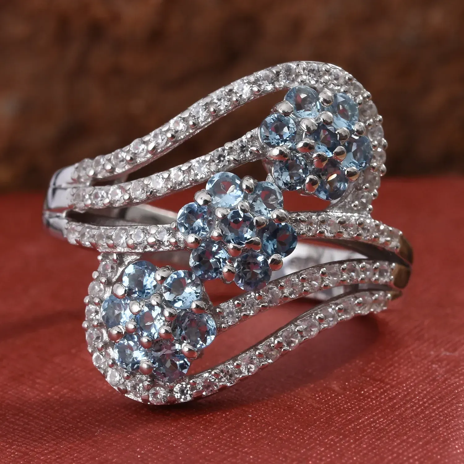 Aquamarine floral birthstone ring.