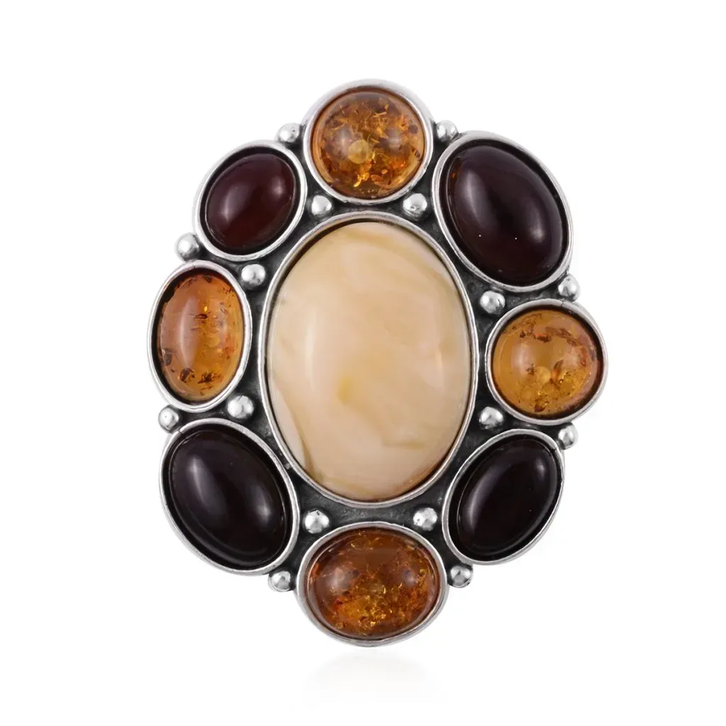 Amber cluster brooch