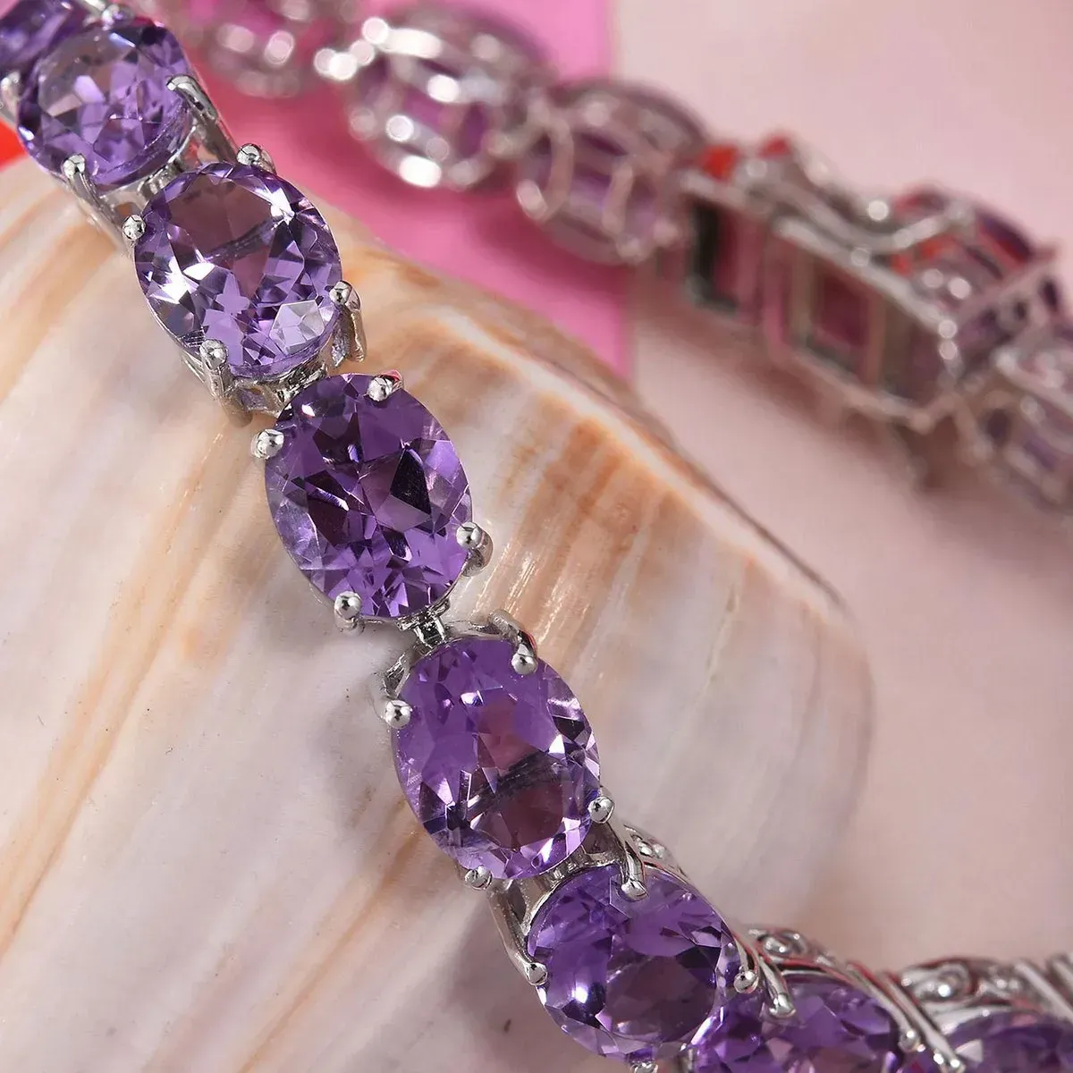 Rose De France Amethyst Bracelet in Platinum Over Sterling Silver