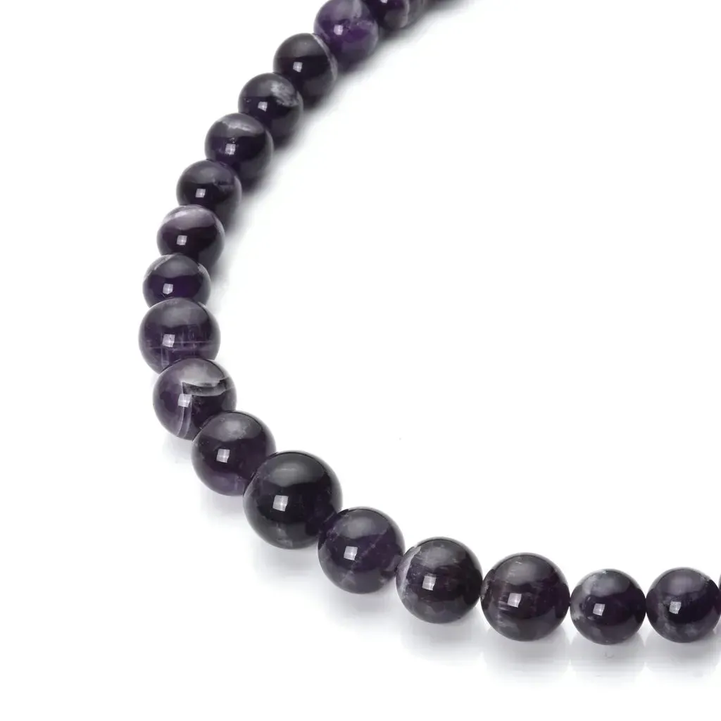 Premium Bi-Color Amethyst 10-17mm Beaded Necklace 20 Inches in Rhodium Over Sterling Silver 