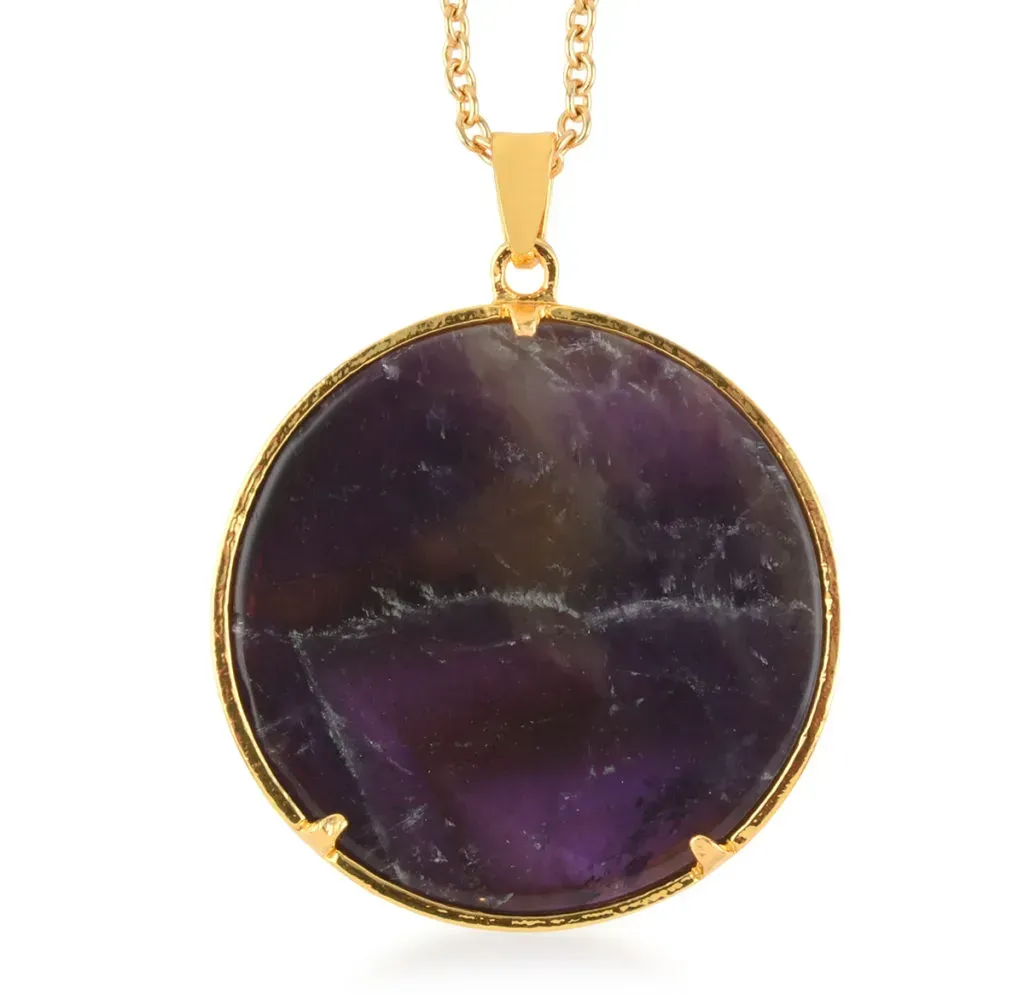 Round purple gemstone pendant.
