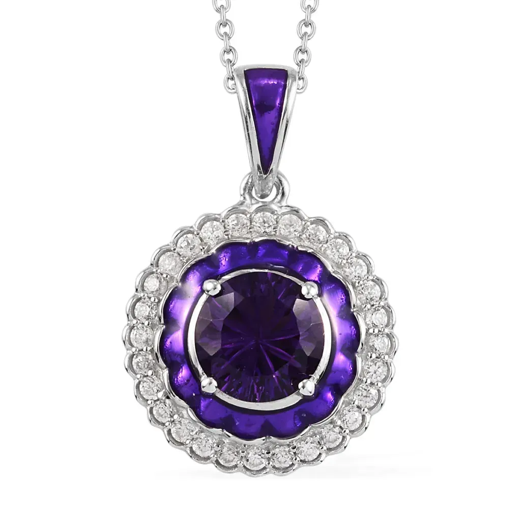 Silver amethyst pendant necklace. 