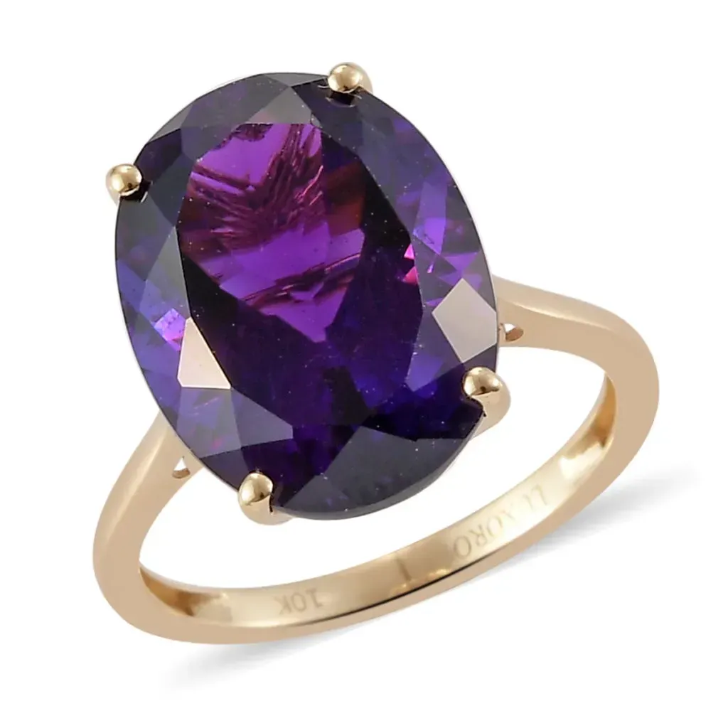 Moroccan Amethyst Solitaire Ring in 10K Yellow Gold