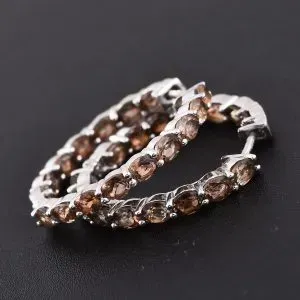 Andalusite inside-out hoop earrings in sterling silver.