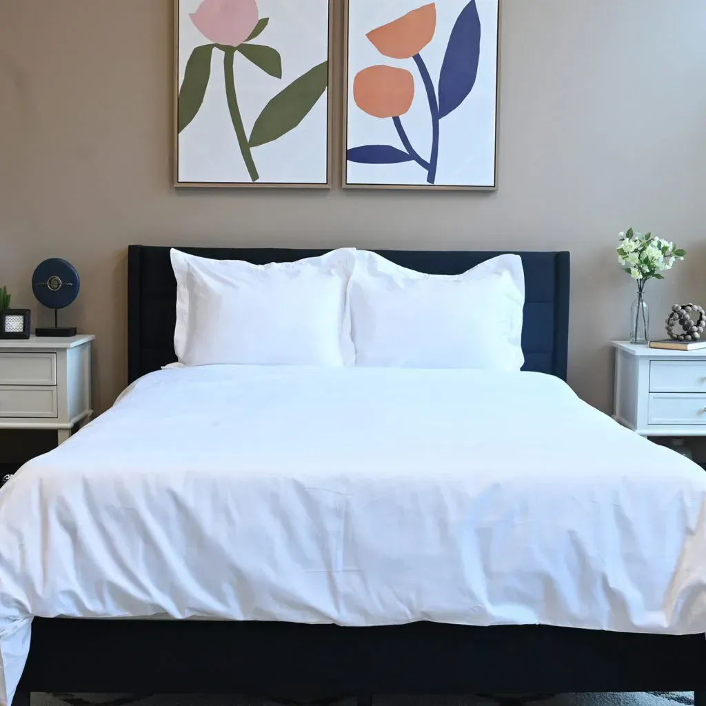 One Park Linens White 300TC 100% Cotton Sheet Set with Gift Packaging -Full/Queen