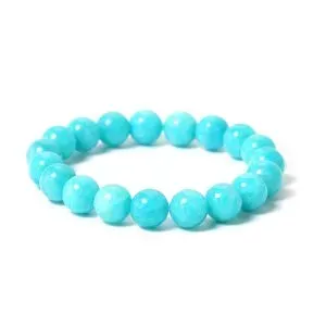Neon blue-green amazonite beaded stretch bracelet.