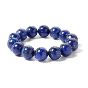 Blue lapis lazuli beaded stretch bracelet.